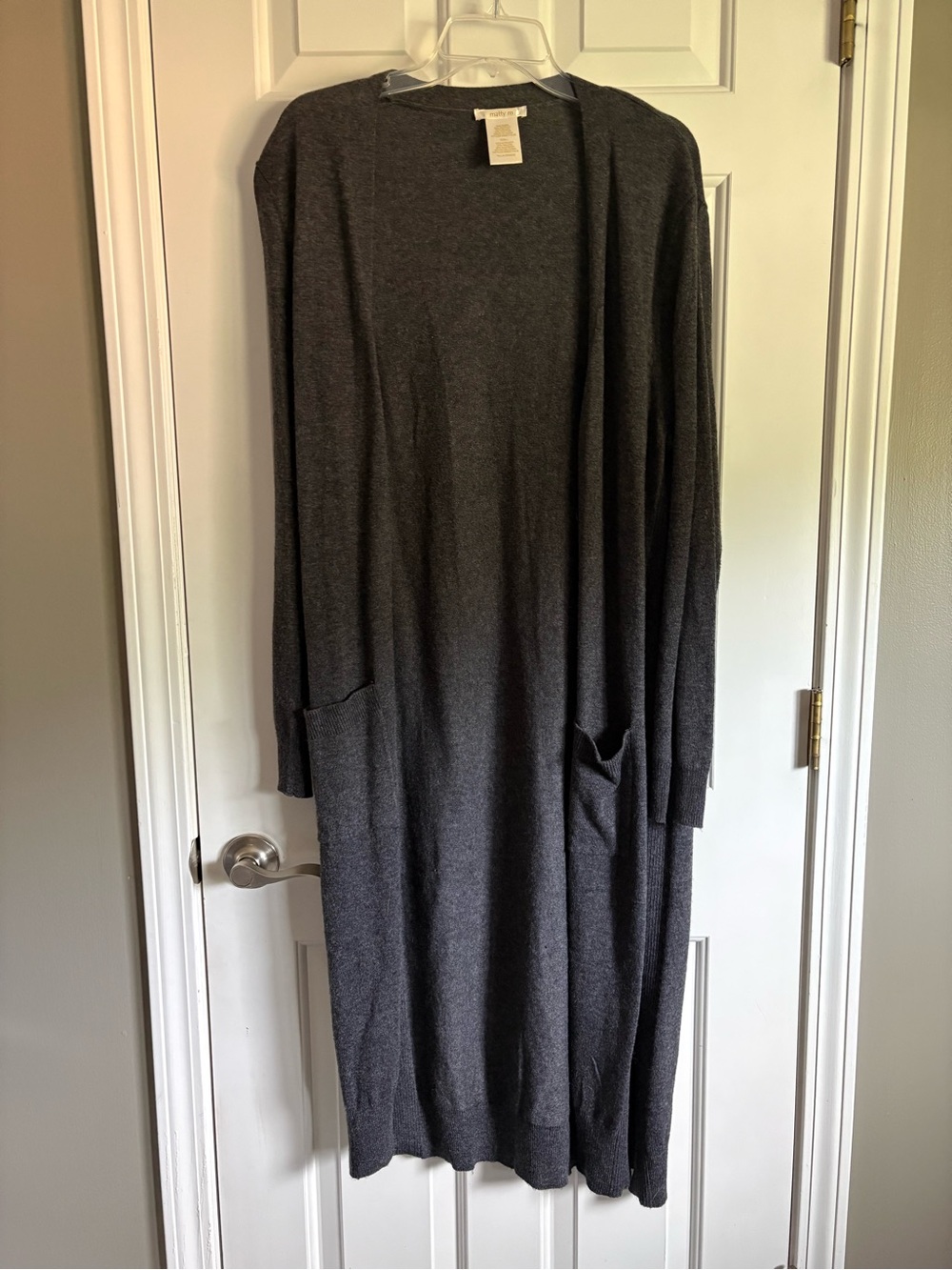 Matty M Charcoal Gray Knit Sweater Duster